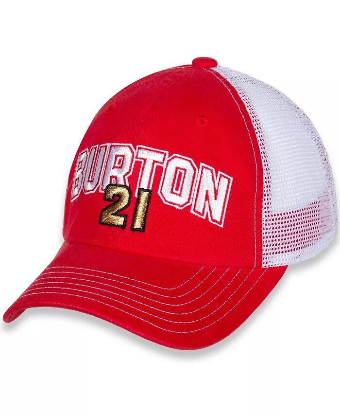 

Женская красно-белая шляпа с регулируемым именем и номером Harrison Burton Checkered Flag Sports, красный