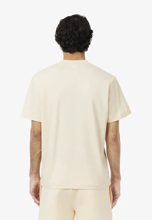 Футболка мужская Lacoste Базовая, Однотонная, бежевый — фото 3