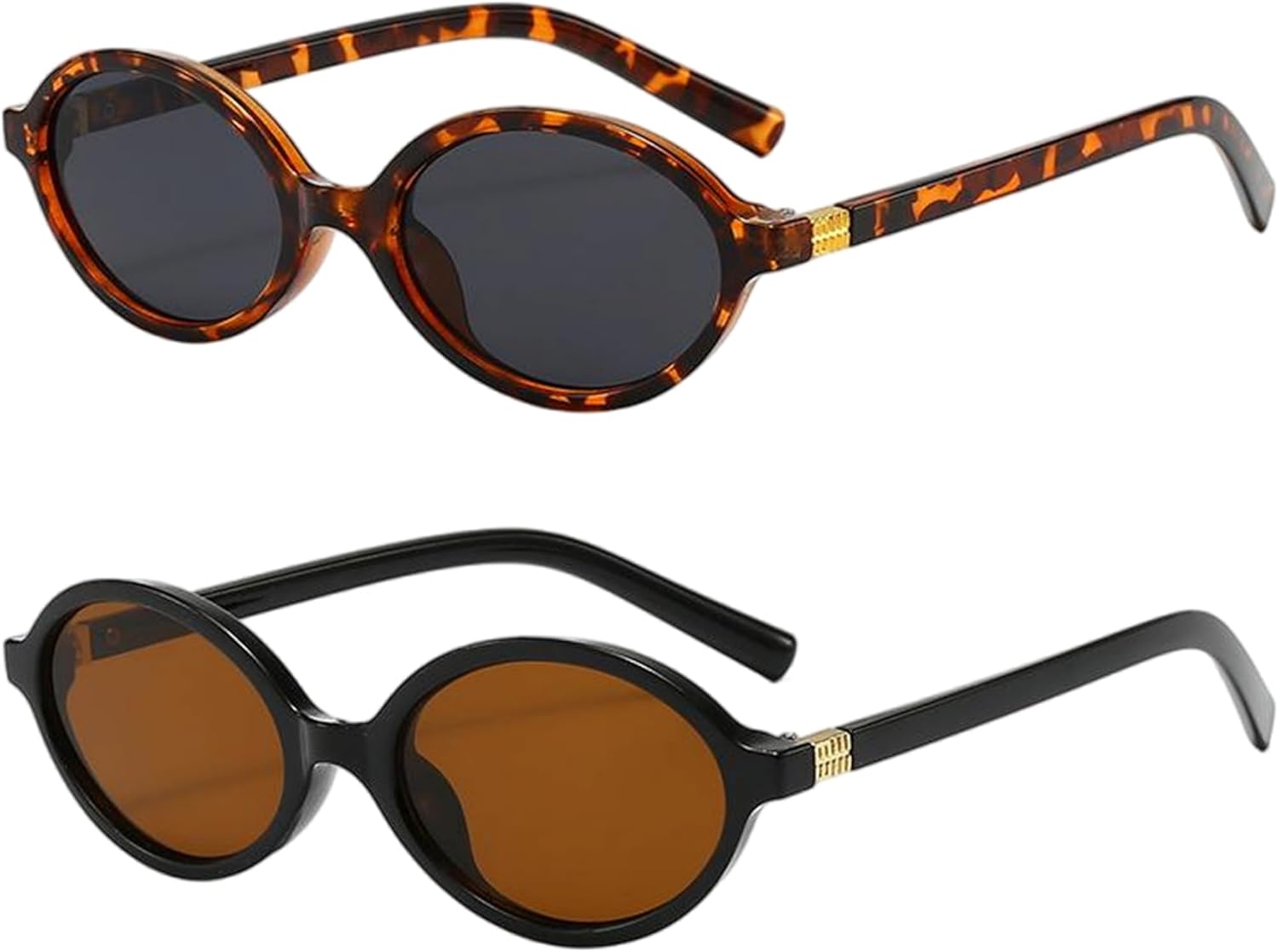 

Ретро овальные солнцезащитные очки для женщин и мужчин, модные маленькие солнцезащитные очки в стиле 90-х, винтажные круглые дизайнерские солнцезащитные очки pipajoy, 2 Pack Tortoise Frame/Grey Lens+black Frame/Brown Lens