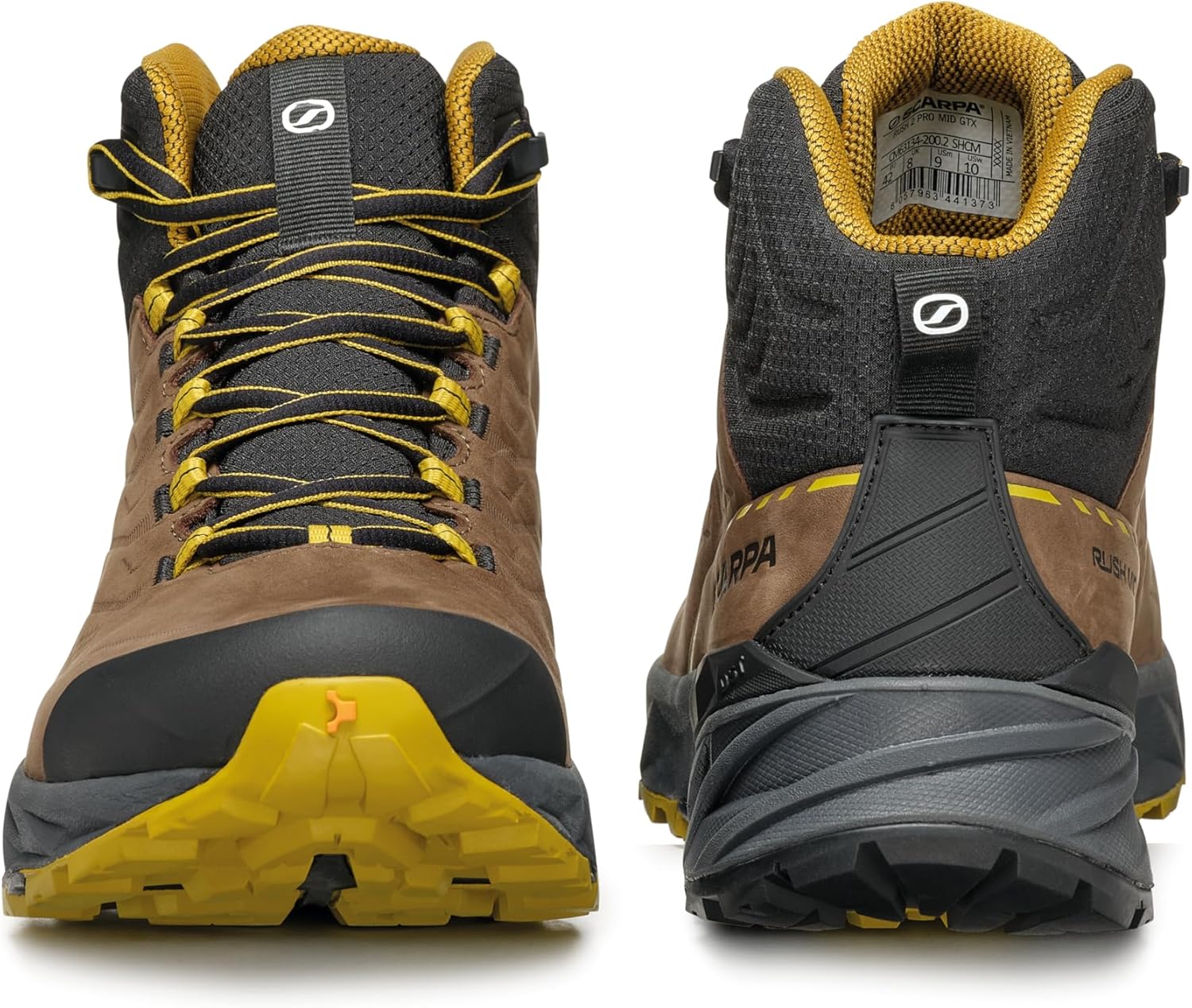 Мужские походные ботинки SCARPA Rush 2 Pro Mid GTX водонепроницаемые Gore-Tex легкие, коричневый — фото 4