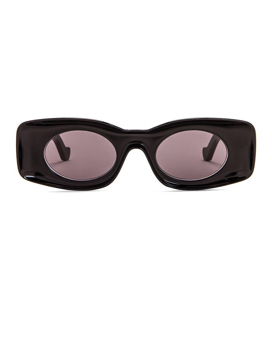 

Прямоугольные солнцезащитные очки Paula's Ibiza из ацетата Loewe, цвет Shiny Black & Smoke