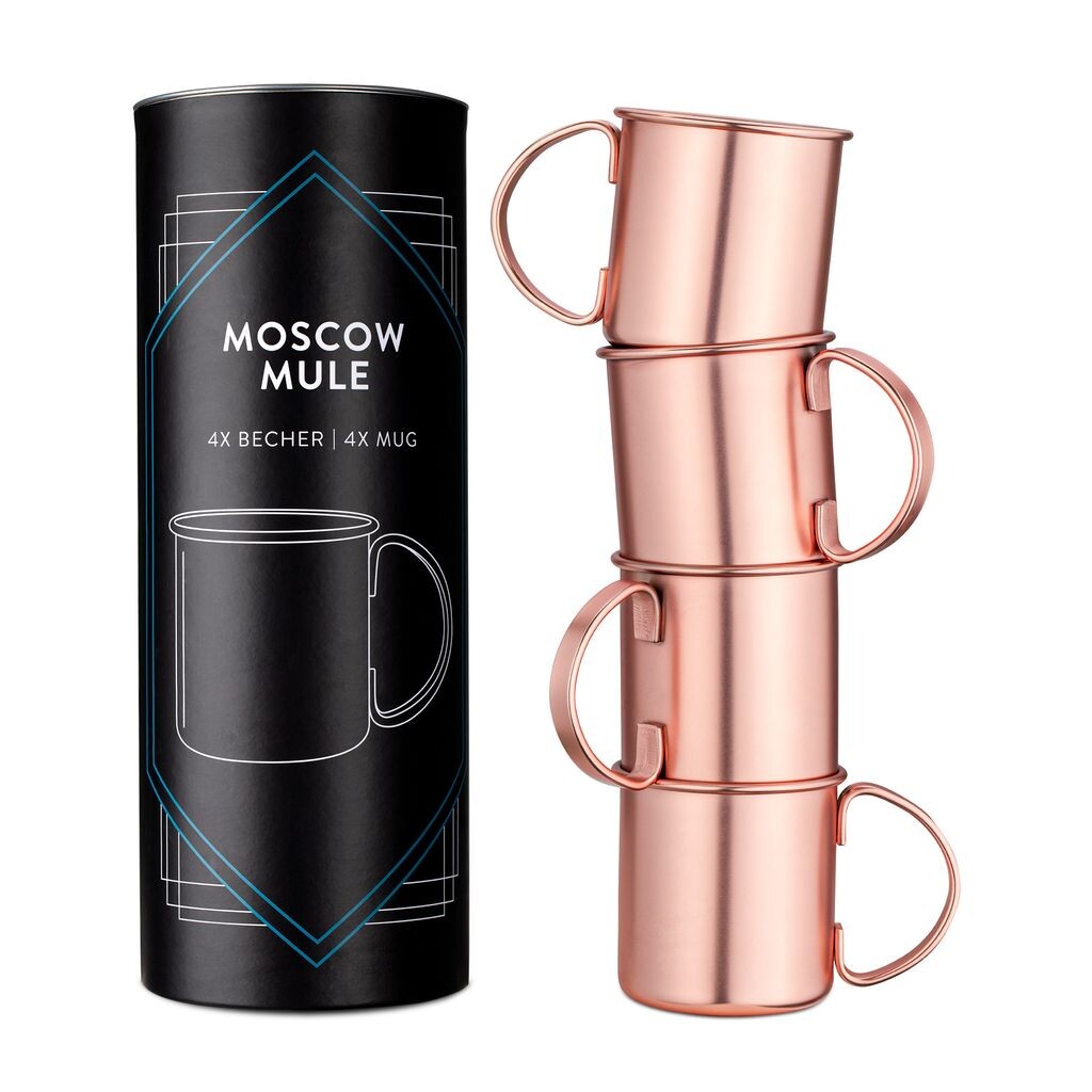 

Набор кружек Navaris Moscow Mule из 4 – 4 медных кружек для пива Moscow Mule Gin - Коктейльная кружка Mule Mug Smooth - Чашка из нержавеющей стали с медью, бронза