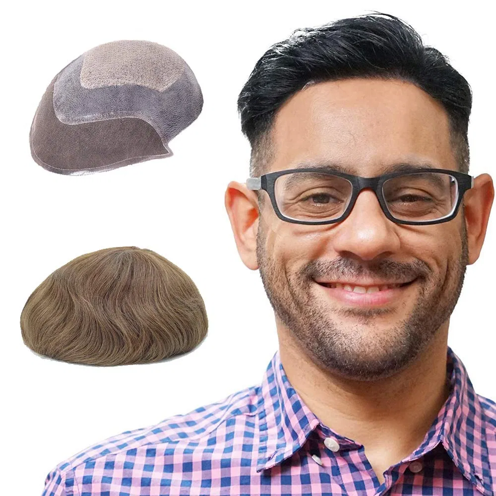 Мужской парик Lordhair Knotless Toupee из натуральных волос с кружевной передней частью Lordhair, Light Brown 7#(Ash)
