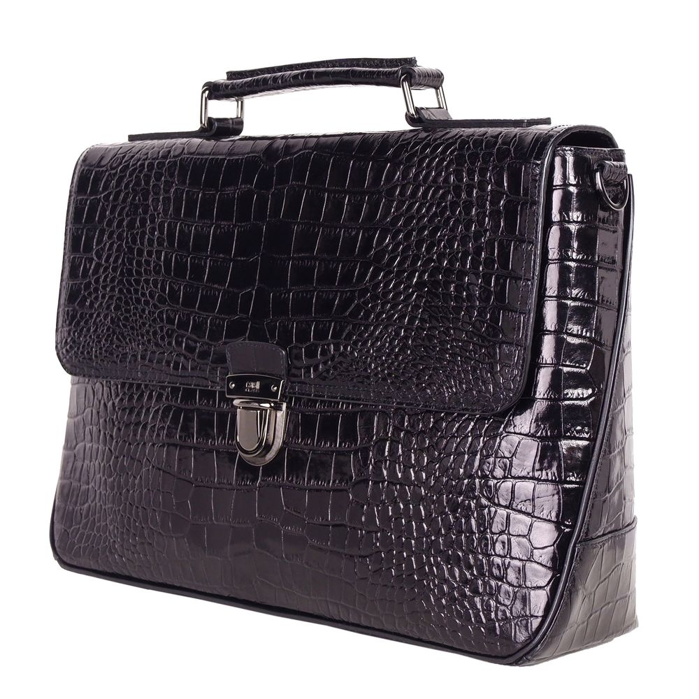 

Элегантный портфель из телячьей кожи с принтом под питона cavalli CLASS, черный