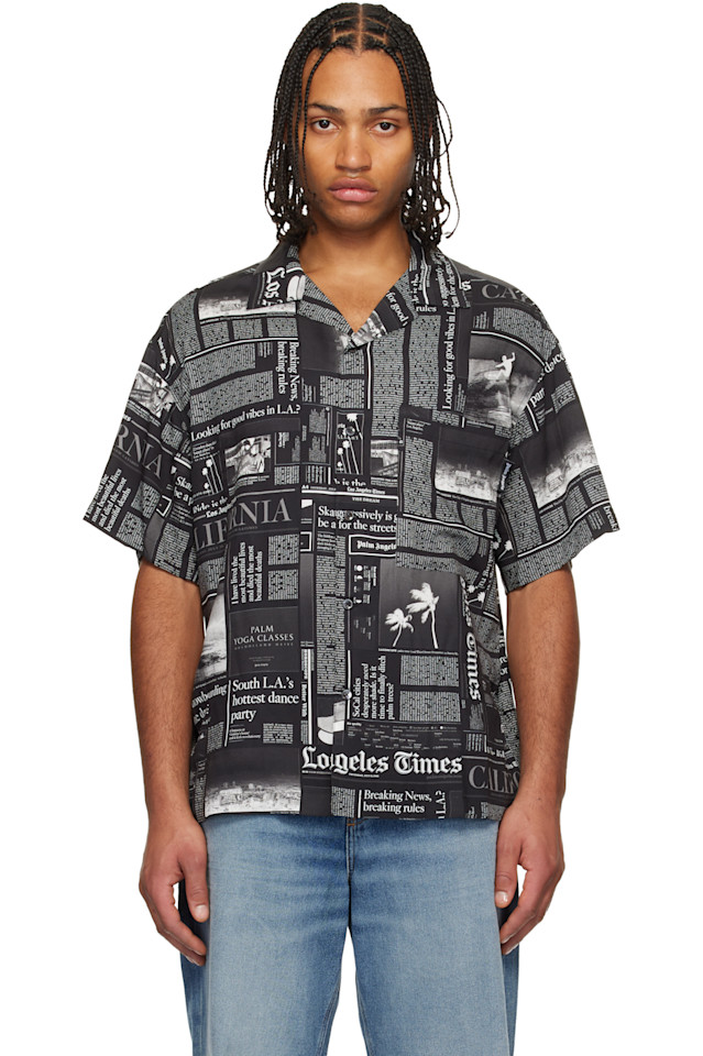 

Palm Angels Черная футболка с надписью «Новости Los Angeles Times»