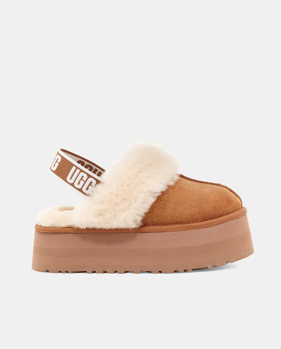 Женские тапочки Funkette на меховой подкладке и платформе UGG, коричневый