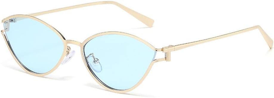 

Модные женские металлические треугольные солнцезащитные очки Fashion Hollow для активного отдыха, путешествий и уличного стиля с защитой от УФ-излучения PRSTNN, Gold Blue