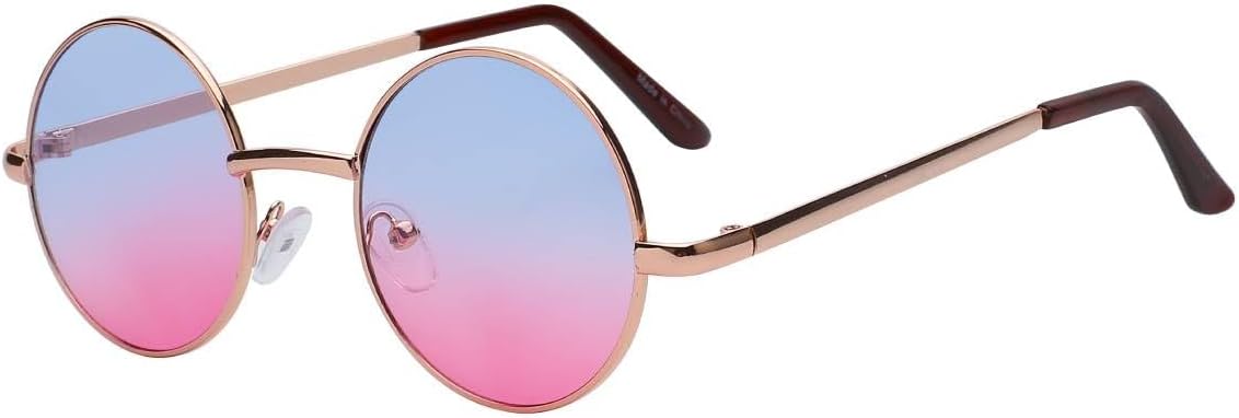 

Круглые солнцезащитные очки OWL в металлической оправе, в стиле хиппи, с защитой от УФ-излучения UV400, поликарбонатные линзы, очки Джона Леннона для мужчин и женщин, 2 Tone Blue-pink Lens / Gold