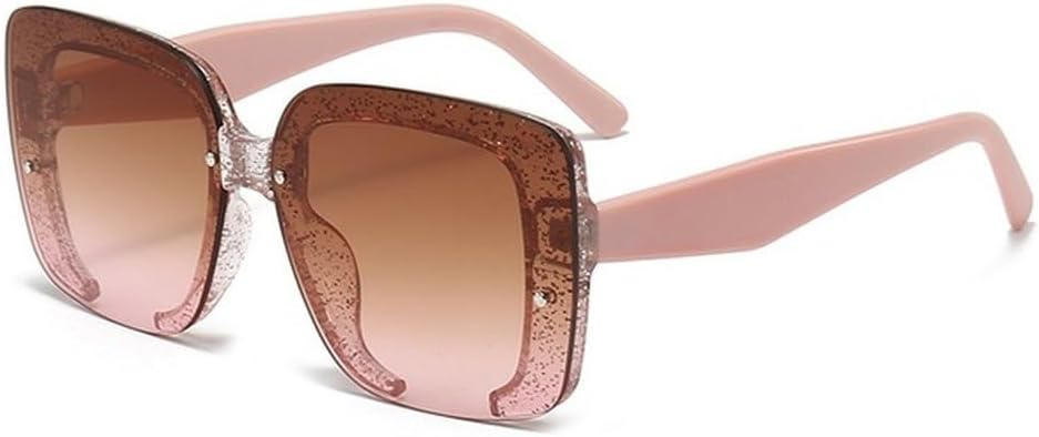 

Женские солнцезащитные очки без оправы в винтажном стиле, мужские солнцезащитные очки больших размеров, роскошные женские очки с защитой от УФ-излучения UV400 TVTBBVV, Pink