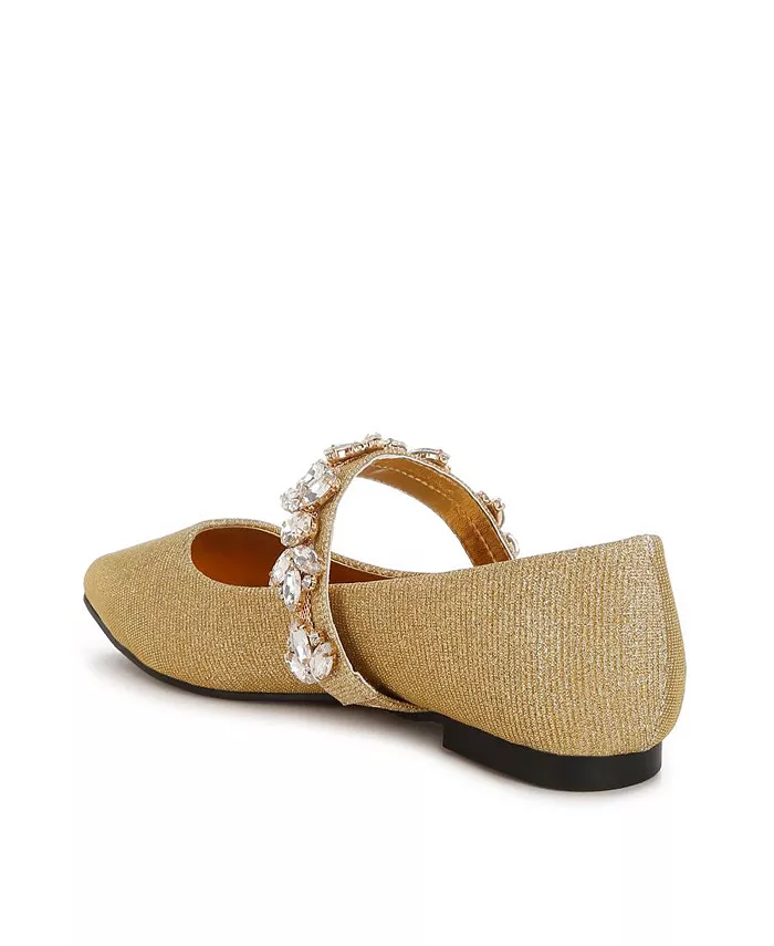 Балетки Flavia Diamante с брошью и блестками Rag & Co, золотой — фото 3