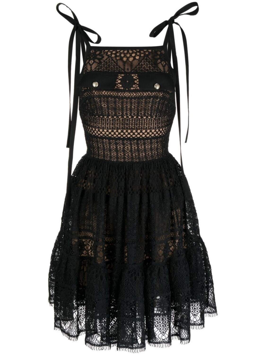 

Elie Saab расклешенное платье макси в технике макраме, черный