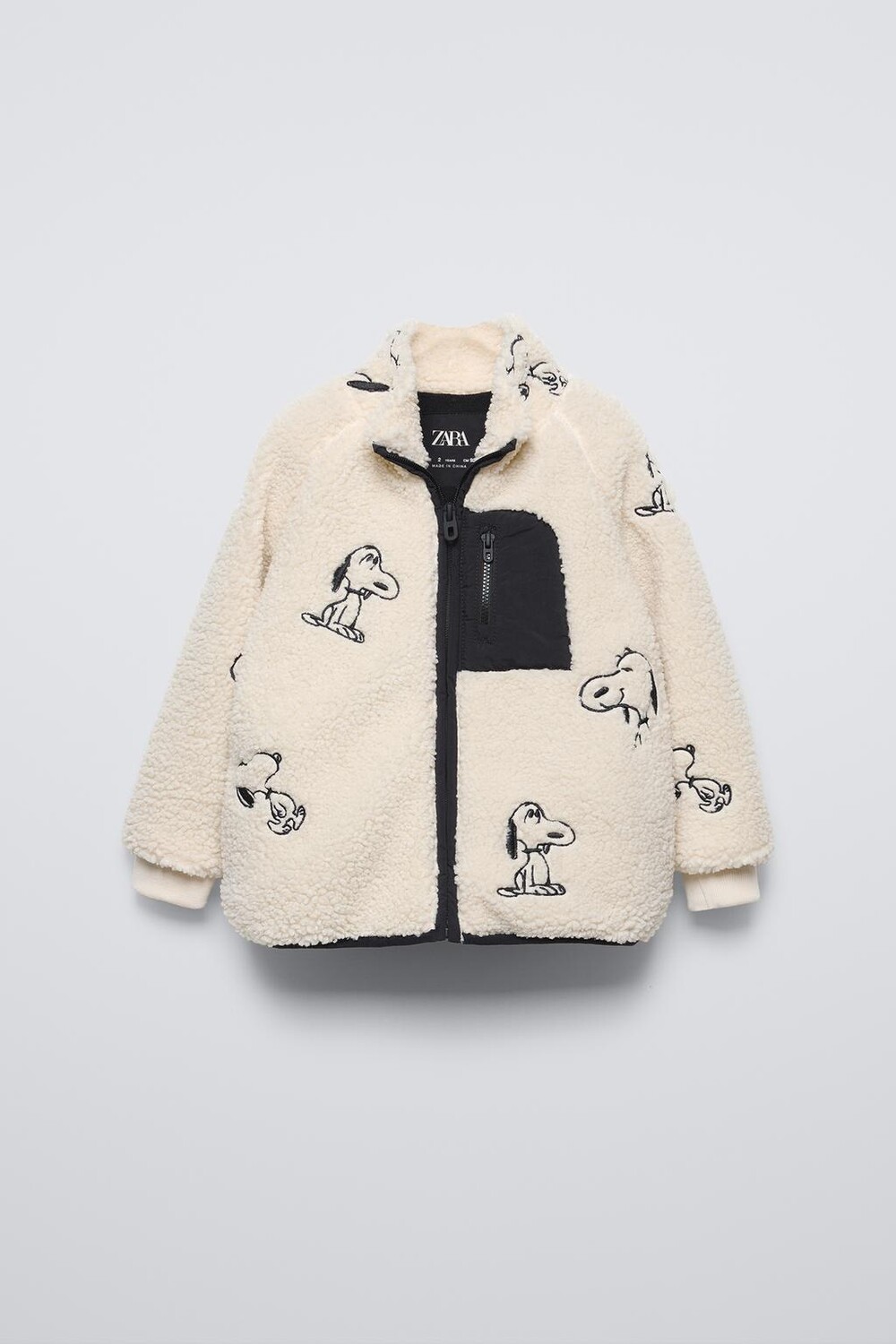 

Куртка из искусственной овчины snoopy peanuts ZARA, экрю/черный