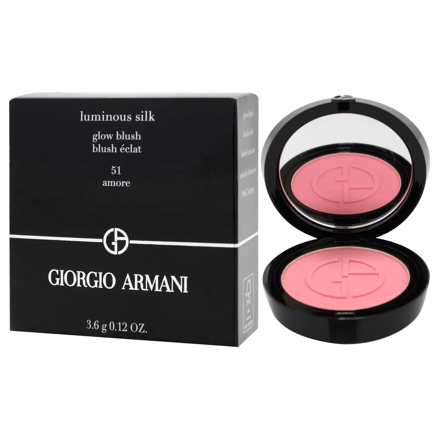 Румяна Luminous Silk Glow Blush - 51 Amore от Giorgio Armani для женщин - 0,12 унции (34 г), розовый — фото 4