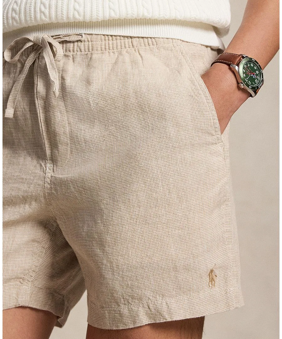 Мужские льняные шорты Polo Prepster Polo Ralph Lauren, 6555H Coastal Beige White — фото 2