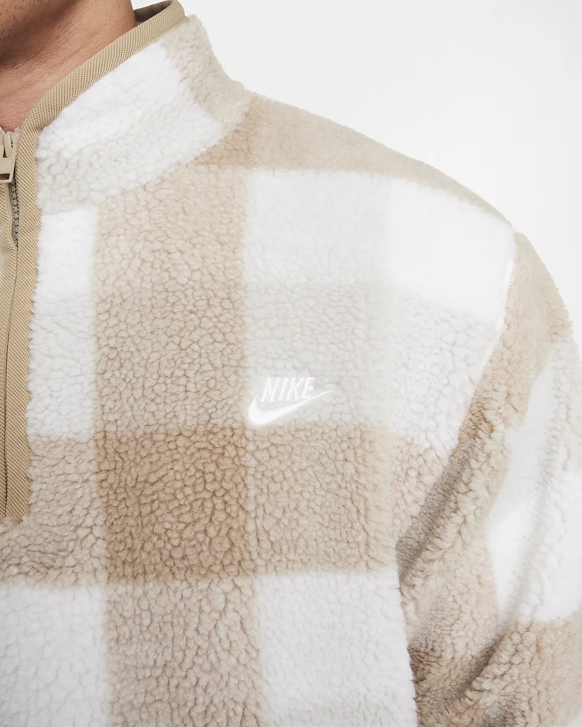 Мужская зимняя куртка Nike Club на молнии, Khaki/Sail/Light Bone/White — фото 4