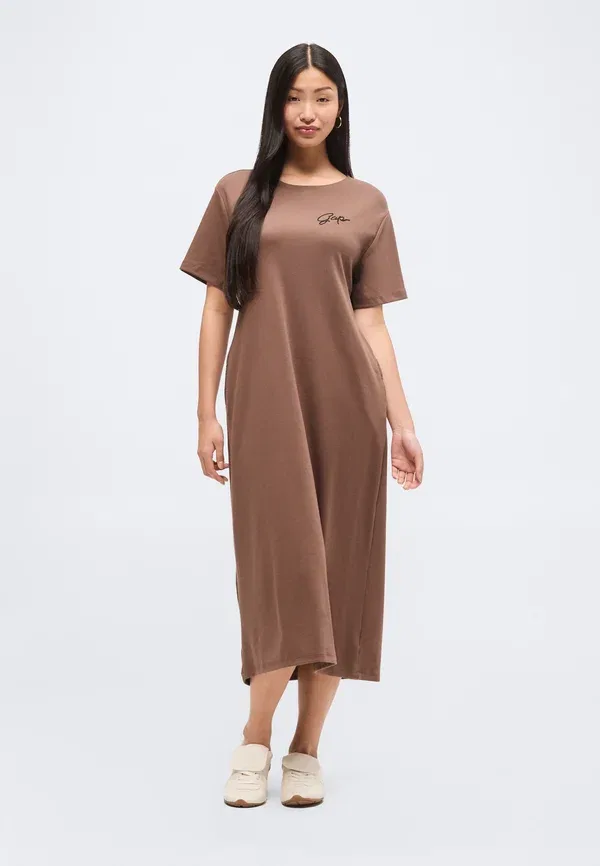 Платье-футболка Gap, модель jersey dress, цвет янтарное дерево — фото 2