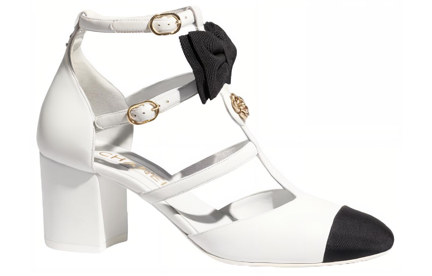 Туфли Mary Jane на массивном каблуке 6,5 см женские белые CHANEL — фото 2