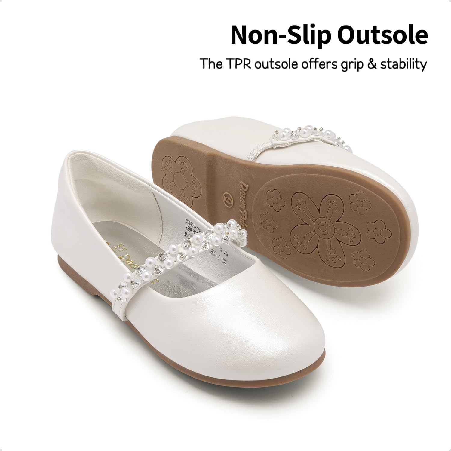 Туфли для девочек DREAM PAIRS Mary Jane Ballerina Flats для свадьбы, вечеринок (малыши/маленькие дети/старшие дети), слоновая кость — фото 2