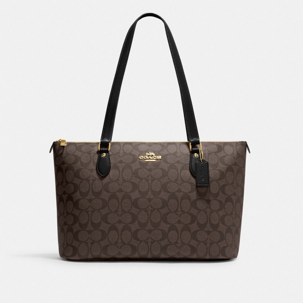 

Сумка тоут COACH Gallery Tote, золотой/коричневый/черный