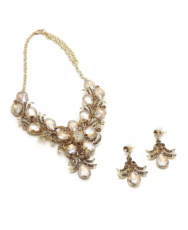 

Женское золотое колье и серьги в форме капли (комплект из 2 шт.) Sohi, gold