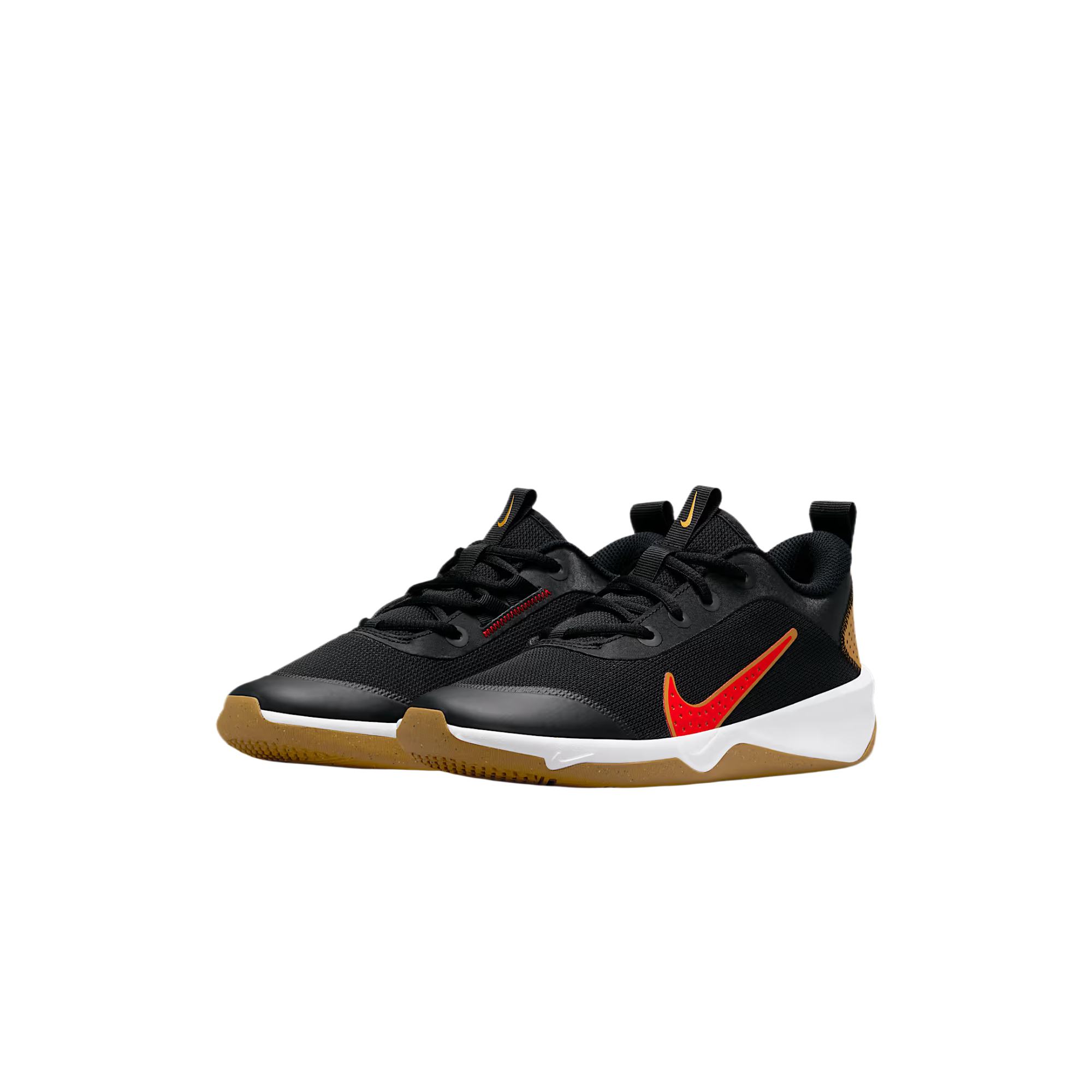 Дышащие низкие детские уличные ботинки Unisex Nike, черный/золотой/rubber желтый/светло красный — фото 4