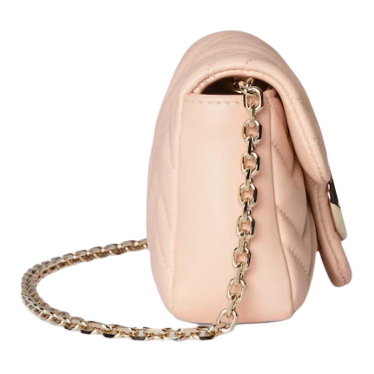 Женская мини-сумка Gucci GG Marmont из натуральной кожи ягненка, цвет розовый — фото 4