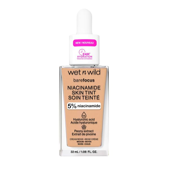 

Тональная основа Bare Focus с ниацинамидом Wet n wild, цвет cream beige, 32 мл