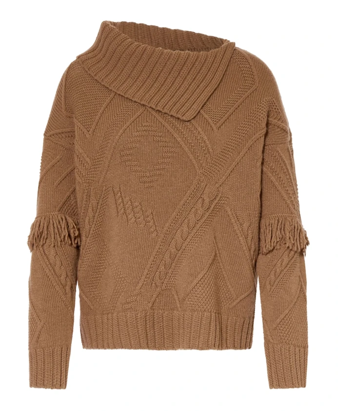 

Мягкий и удобный шерстяной свитер с эффектными деталями. Weekend Max Mara, коричневый