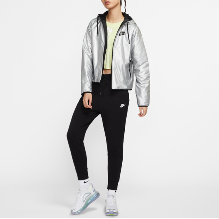 Nike Женская куртка металлик серебристо-черная, Metallic Silver/Black — фото 4