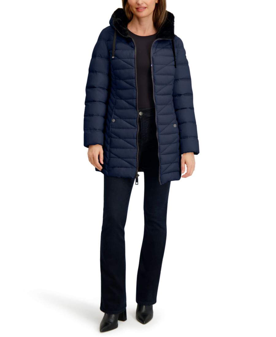 

Женское пуховое пальто с капюшоном на подкладке из искусственного меха Nautica, Navy Seas