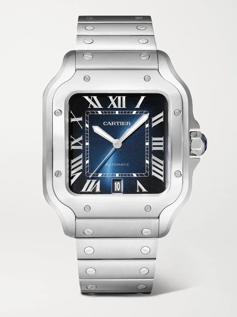 Часы Santos de CARTIER Automatic 39.8 мм из нержавеющей стали, синий