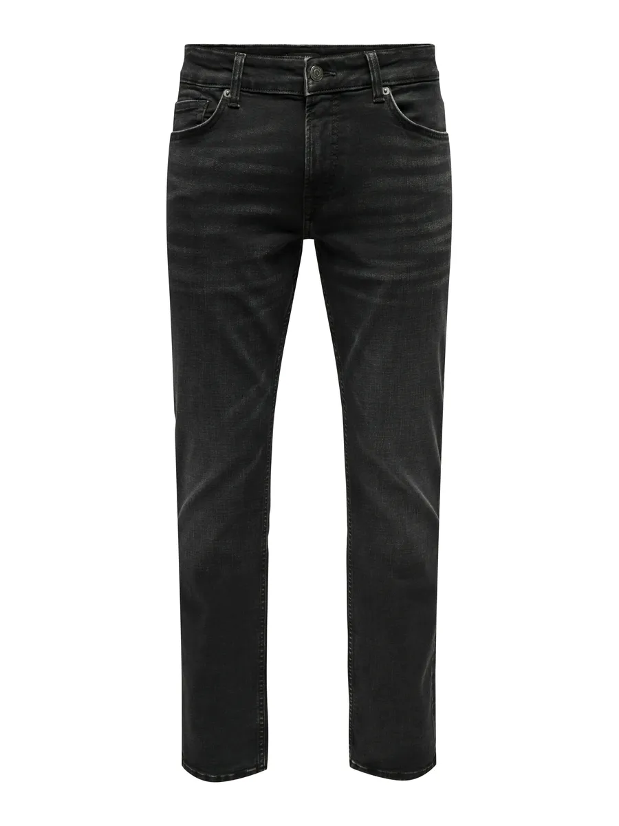 

Прямые джинсы ONLY & SONS "ONSWEFT REGULAR WB 0021 TAI DNM NOOS", с 4 карманами, черный