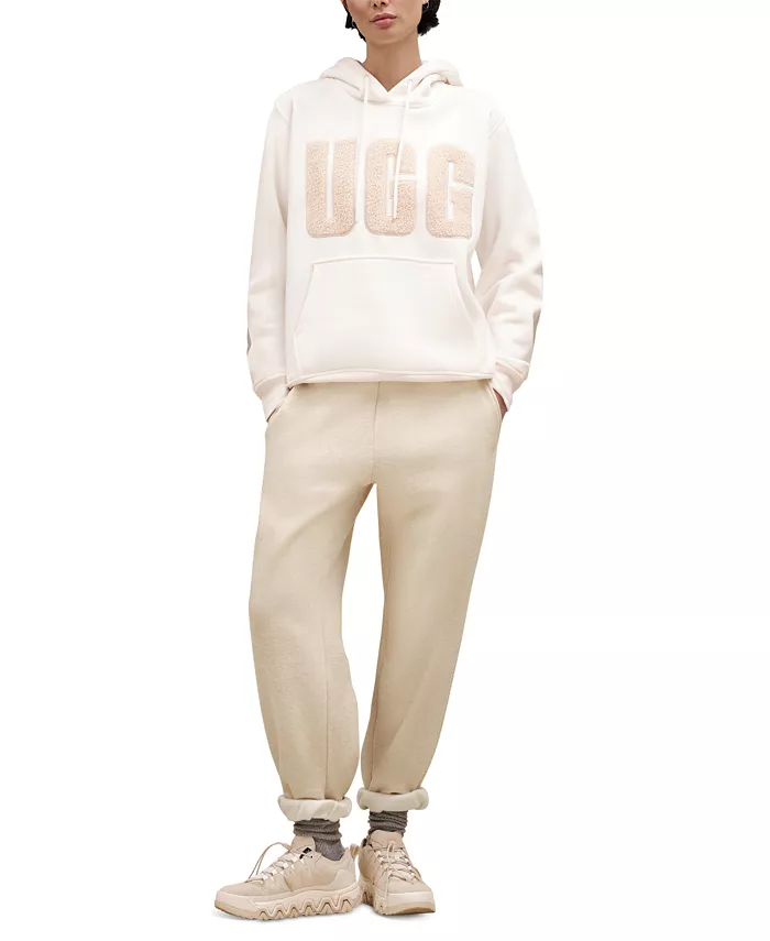 

Женские классические флисовые спортивные брюки с застежкой-молнией UGG, белый