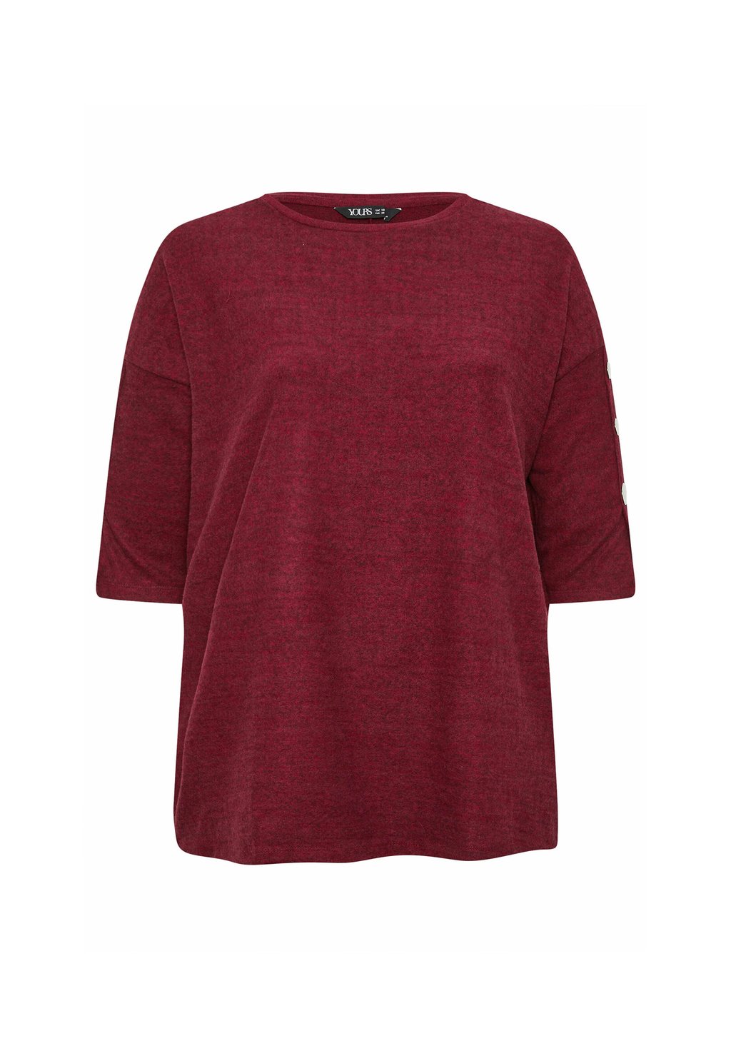 

Топ с длинными рукавами SOFT TOUCH BUTTON Yours Clothing, темно-красный