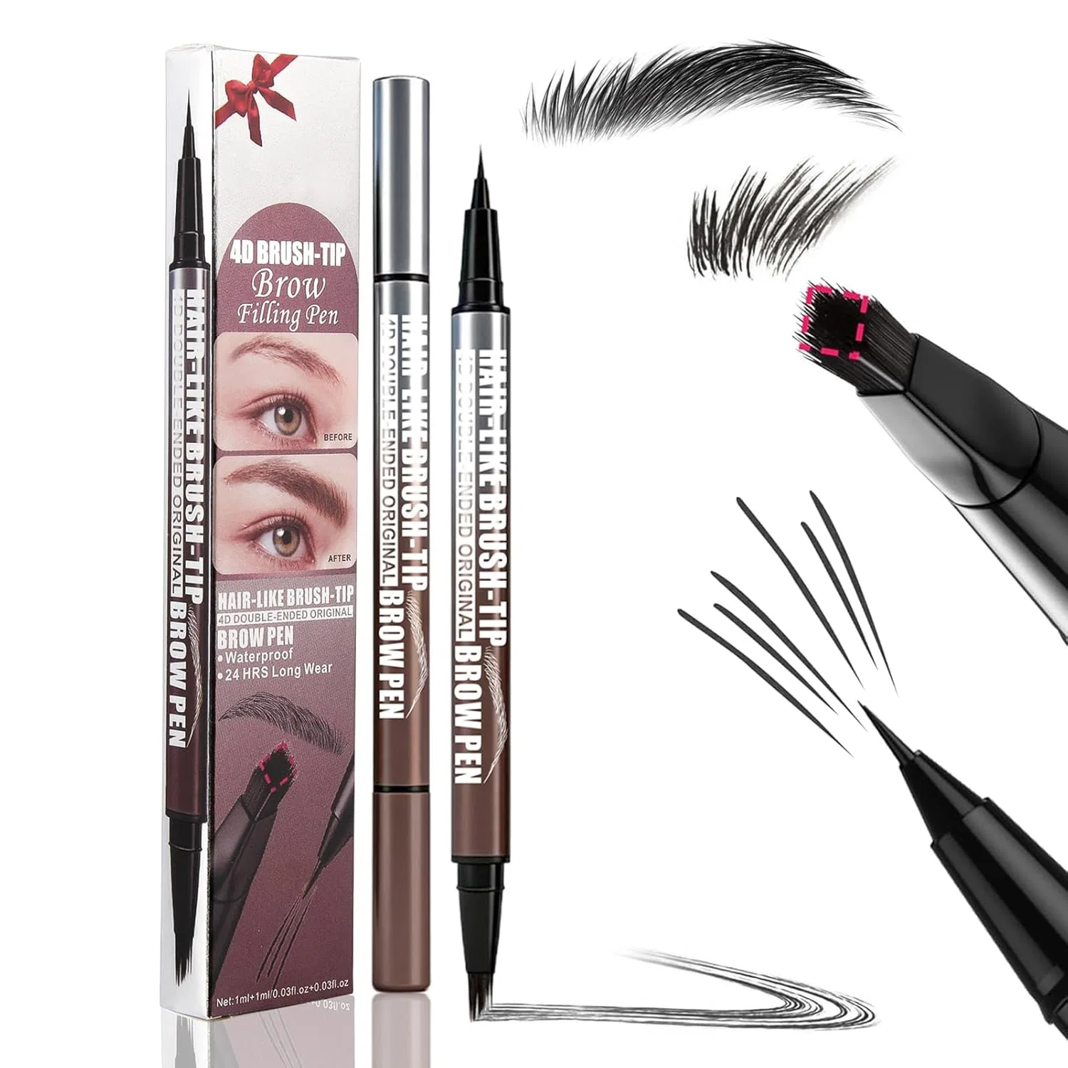Водостойкий карандаш для бровей Microblading с двойным наконечником, оттенок черный Jutqut, #03