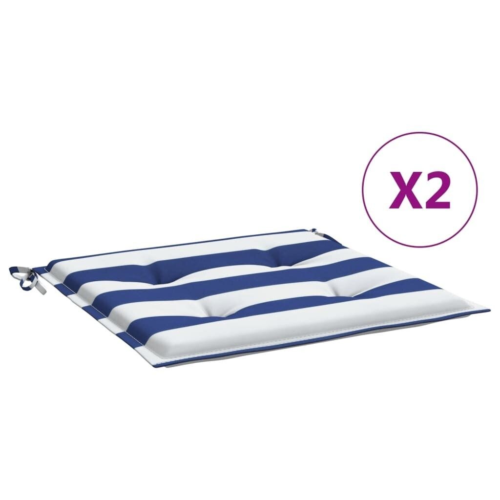 

VidaXL Подушки для садового стула, 2 шт., ткань в синюю и белую полоску, 40x40x3 см