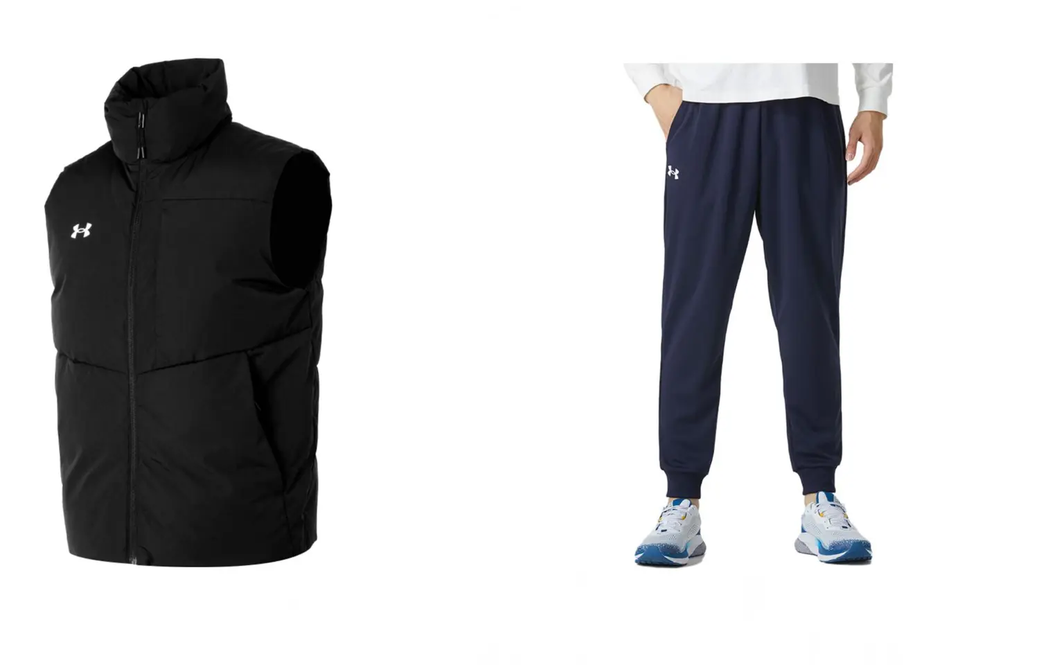 

Повседневный спортивный комплект для мужчин черный+темно-синий Under Armour