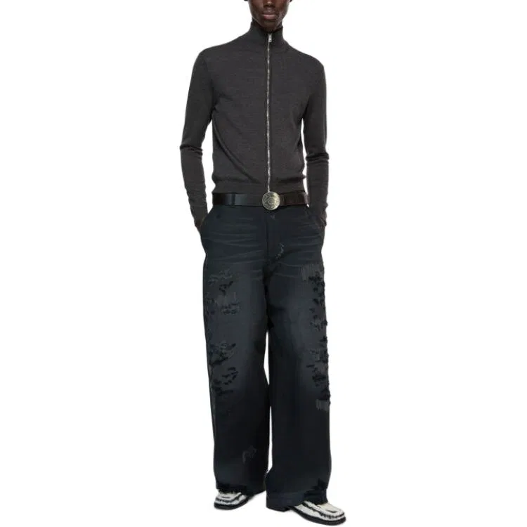 Брюки Mended Regular Fit Acne Studios, Black — фото 4