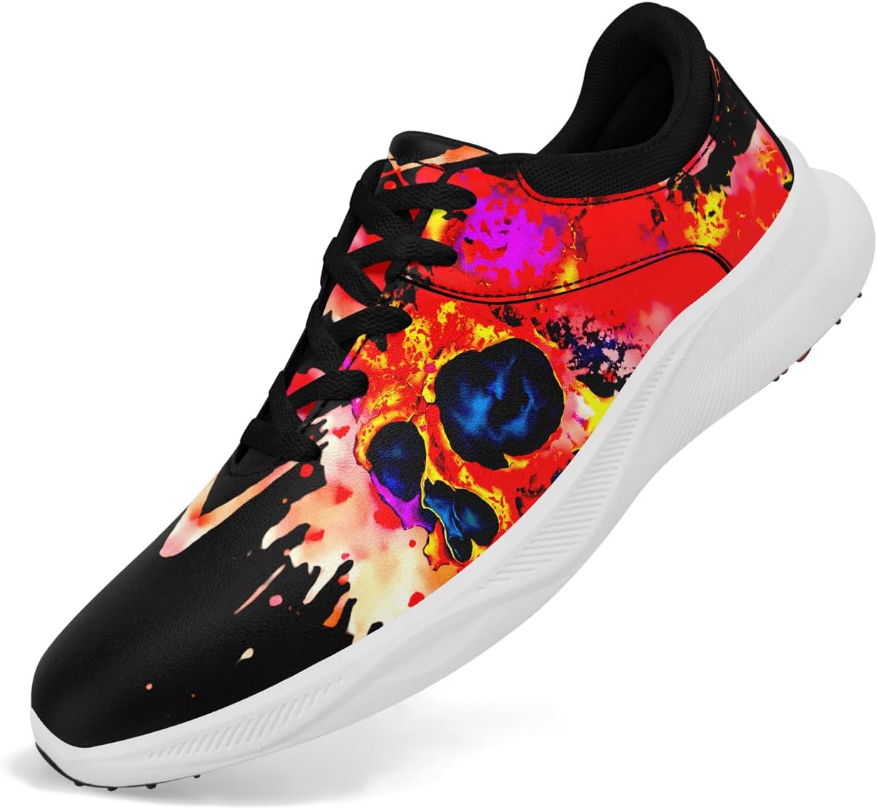 

Мужские гольф-кроссовки без шипов с автоматической вентиляцией подошвы, водонепроницаемые, стойкие к скольжению готико-панк рок стиль модные гольф-кроссовки для женщин Coolcustomize, Red-b