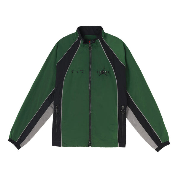 

Куртка Air Jordan x OFF-WHITE Crossover Colorblock Stand Collar Loose logo Sports Jacket Asia Edition Green, зеленый