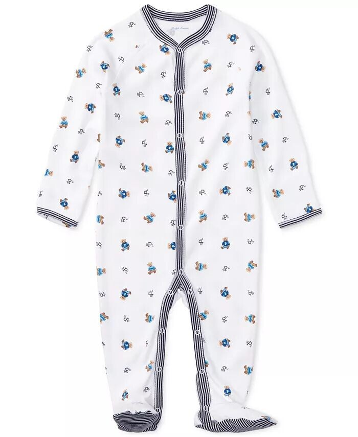 

Хлопковый комбинезон с медведем для маленьких мальчиков Polo Ralph Lauren, белый