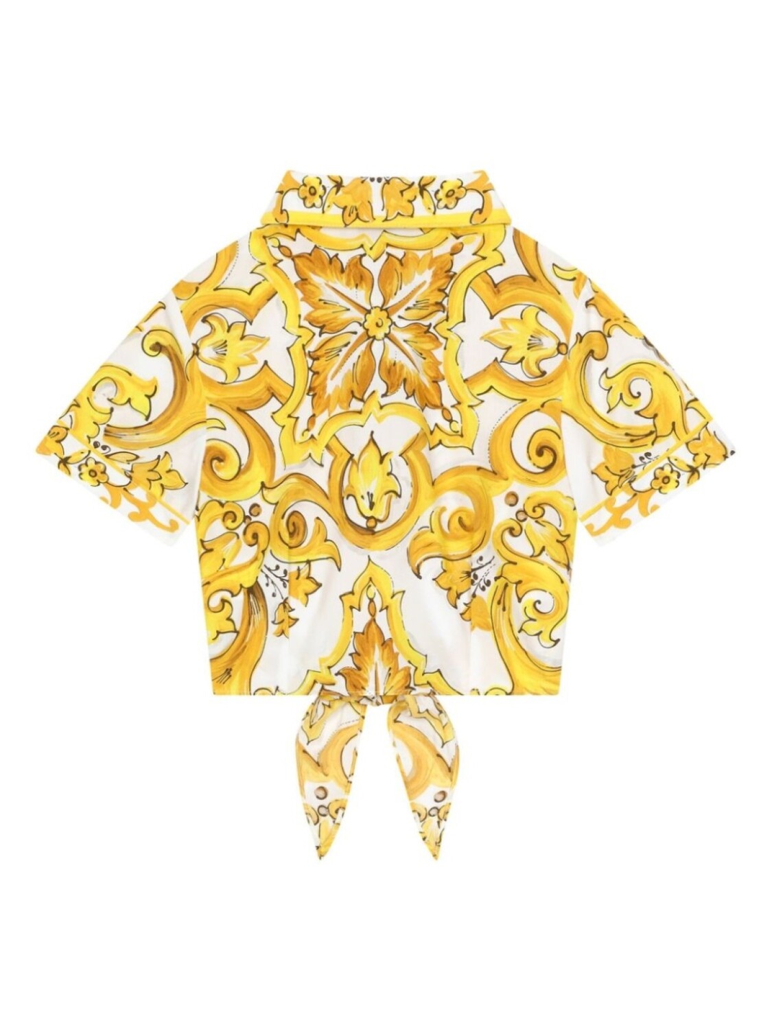Dolce & Gabbana Kids укороченная рубашка Majolica с завязками, желтый — фото 2