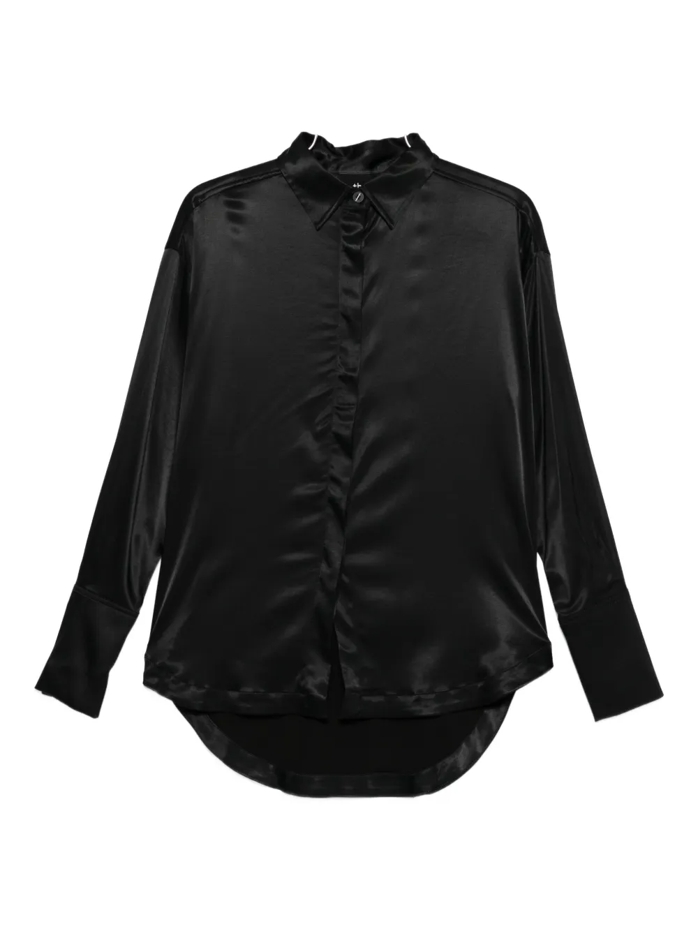 

Атласная рубашка с закругленным подолом Thom Krom, черный