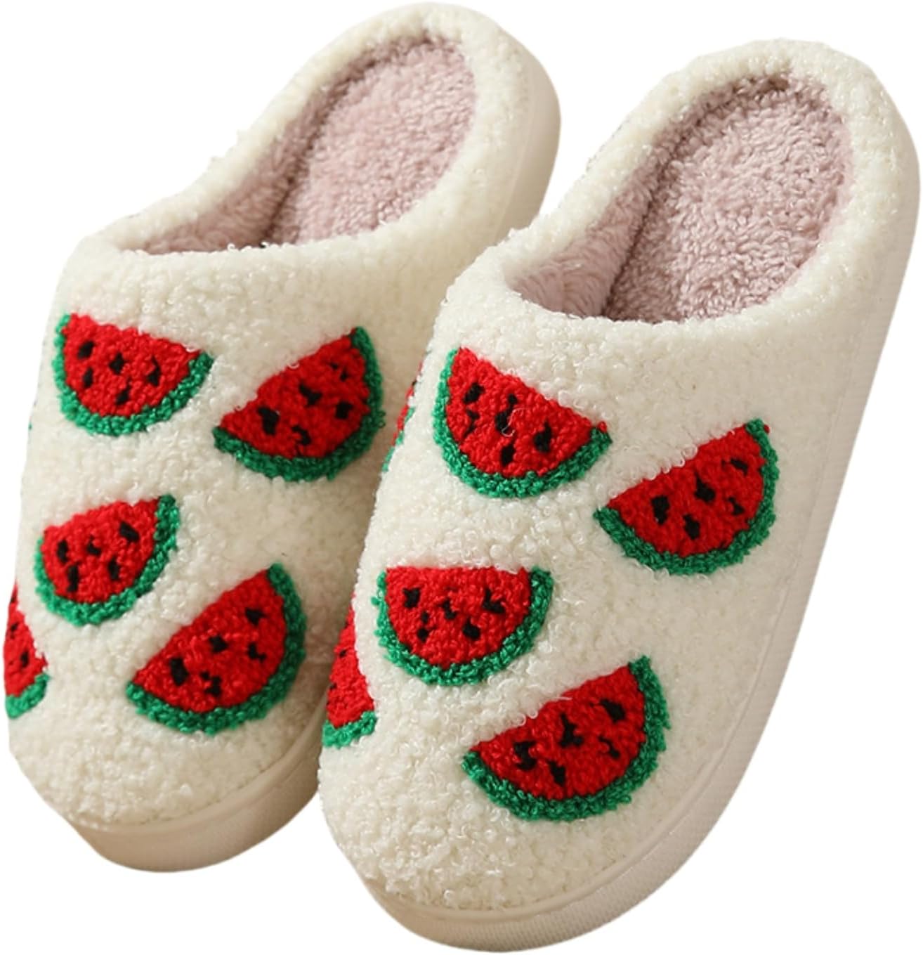 

Домашние тапочки FAYUEKEY для женщин, пушистые мужские тапочки серии «Фрукты» с клубничным дизайном, с подошвой из пены с эффектом памяти, для спальни, красный