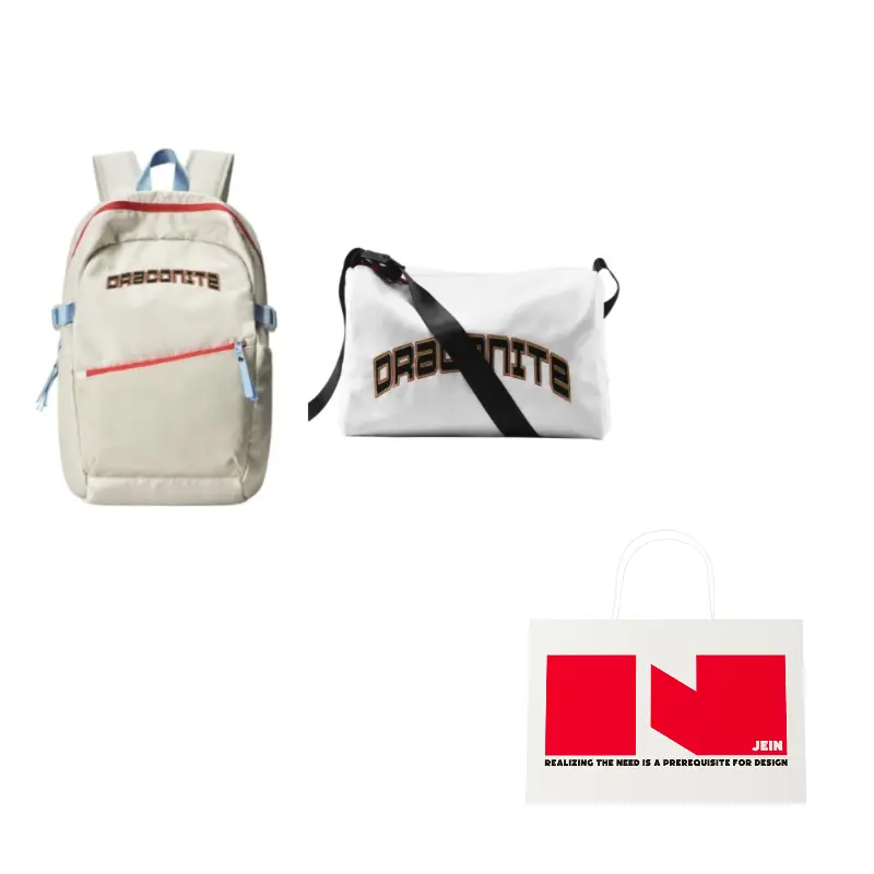 

DRACONITE Студенческий рюкзак из полиэстера обычный унисекс экрю, Beige+White 3