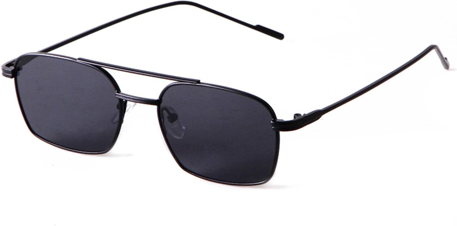 

Модные желтые прямоугольные солнцезащитные очки для женщин в стиле ретро с морскими линзами, металлические квадратные солнцезащитные очки для мужчин с двойной перемычкой, защита от УФ-излучения UV400 WNCKSQ, C1 Black Gray