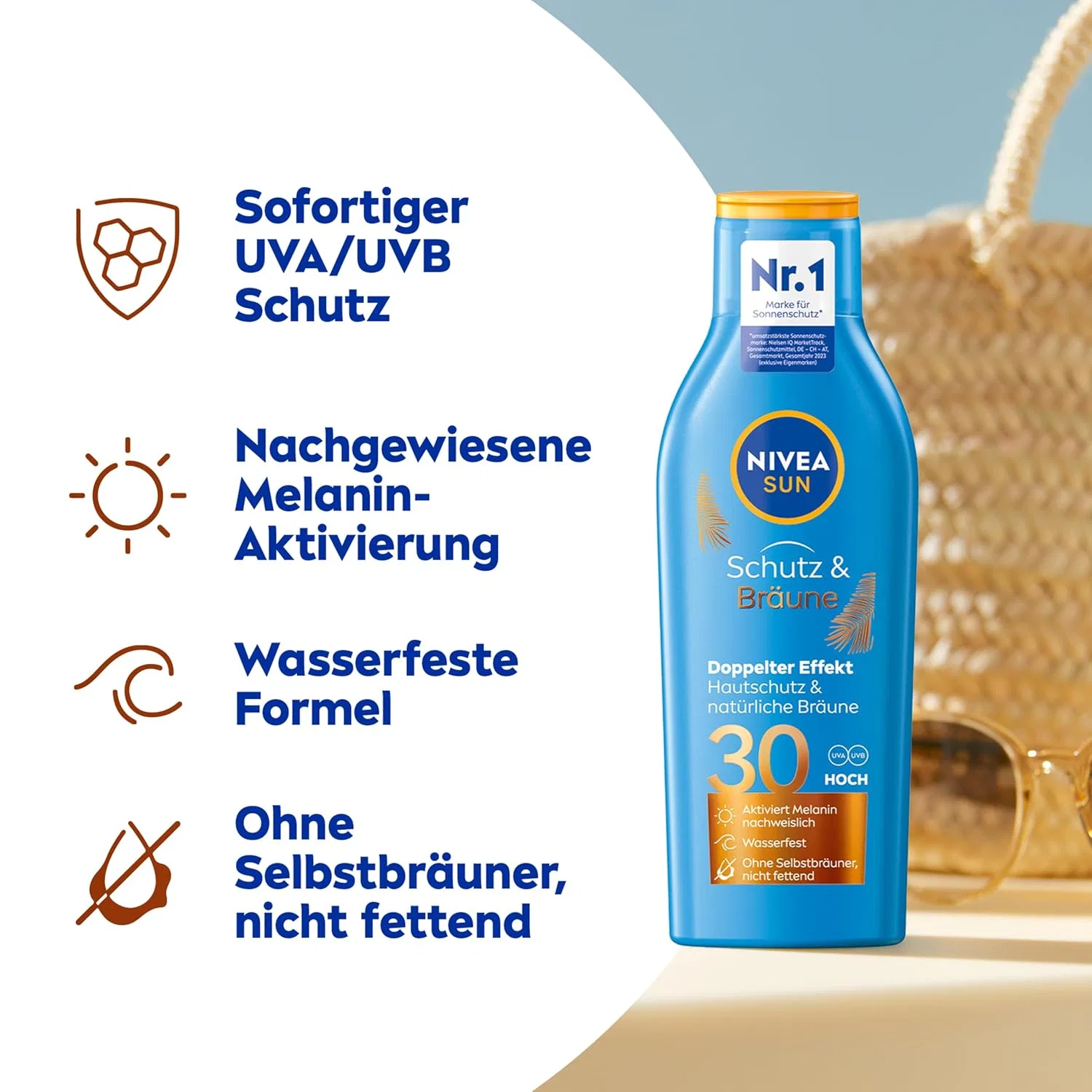 Солнцезащитный крем NIVEA SUN Protection & Tanning SPF 30, 200 мл Beiersdorf — фото 3