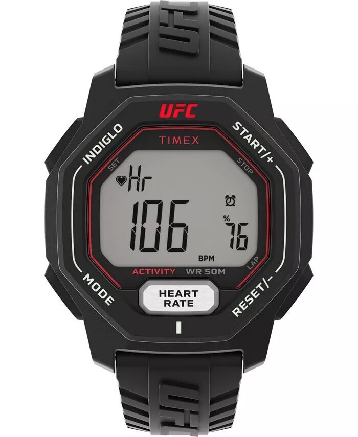 

Мужские часы UFC Spark Digital, черные полиуретановые часы, 46 мм Timex, черный