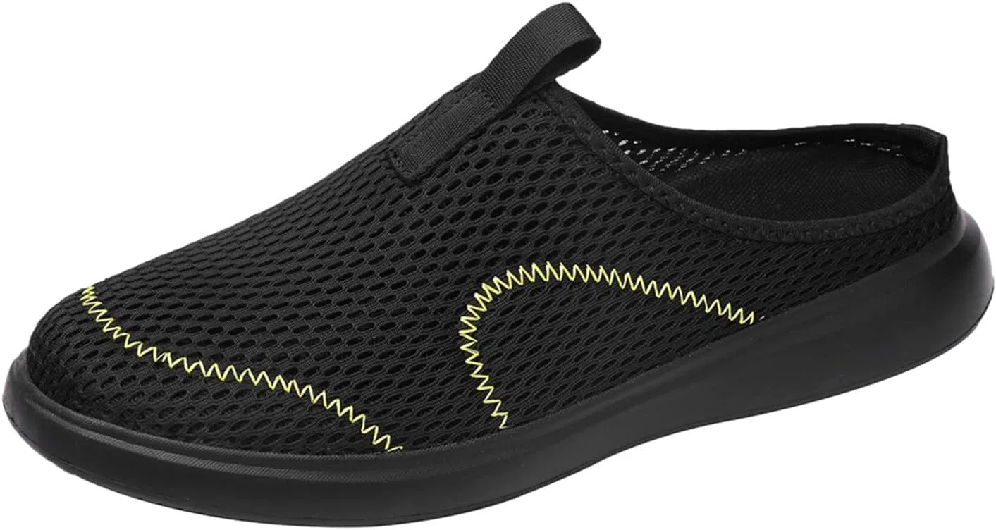 

Мужские кроссовки из сетки с шнуровкой, модные летние мужские повседневные дышащие сетчатые легкие полуслипоны с мелкой износостойкой подошвой, высокие кроссовки для мужчин Nvtuuer, черный