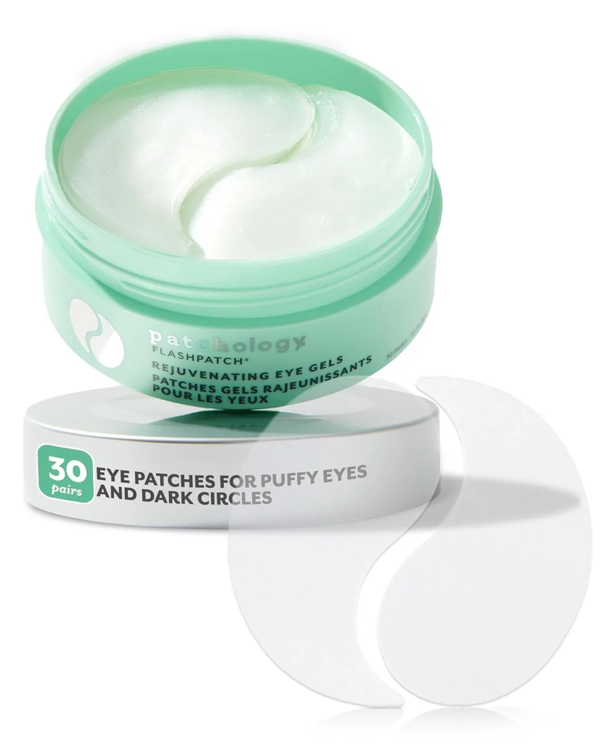 Patchology Rejuvenating Under Eye Gels - увлажняющая патч-маска для глаз с кофеином, гидролизованным коллагеном и центеллой азиатской - 30 пар, GREEN